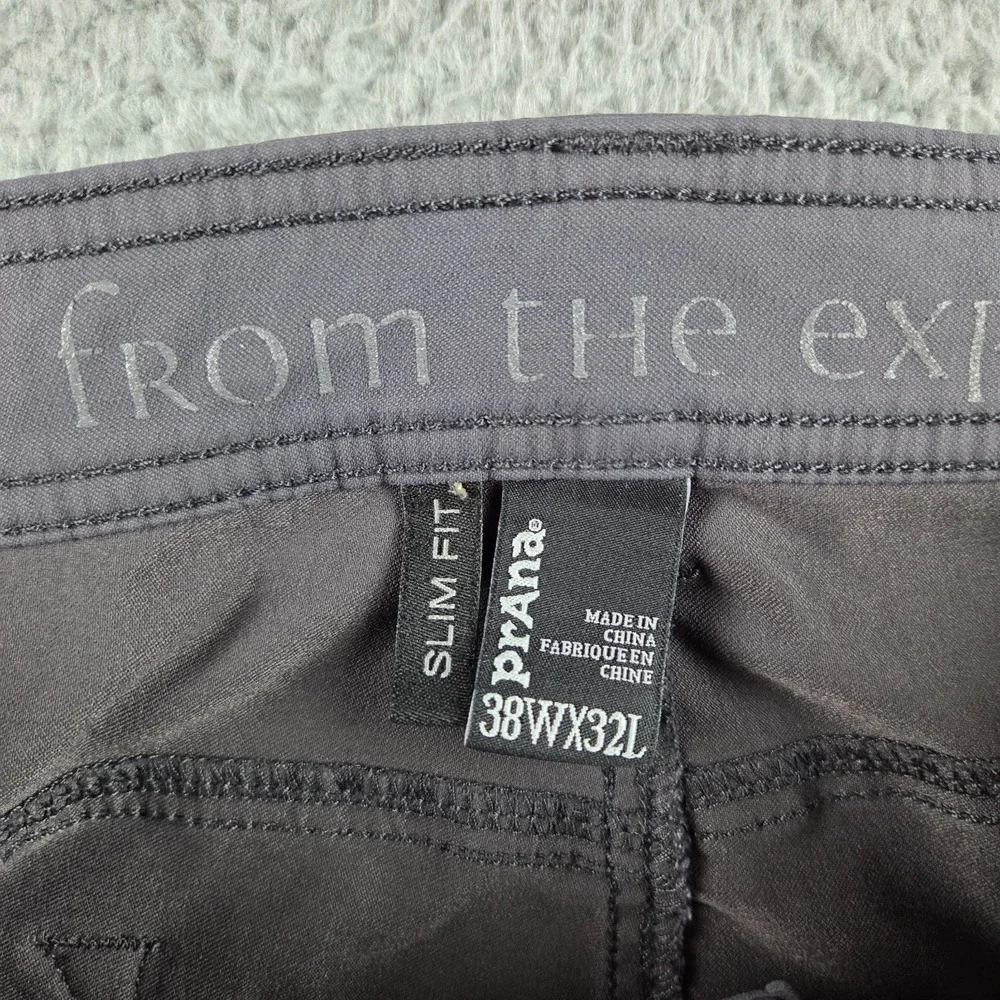 Prana Pants Mens 38x32‎ (36x30) Gray Brion Hiking Outdoor Stretch Slim Fit